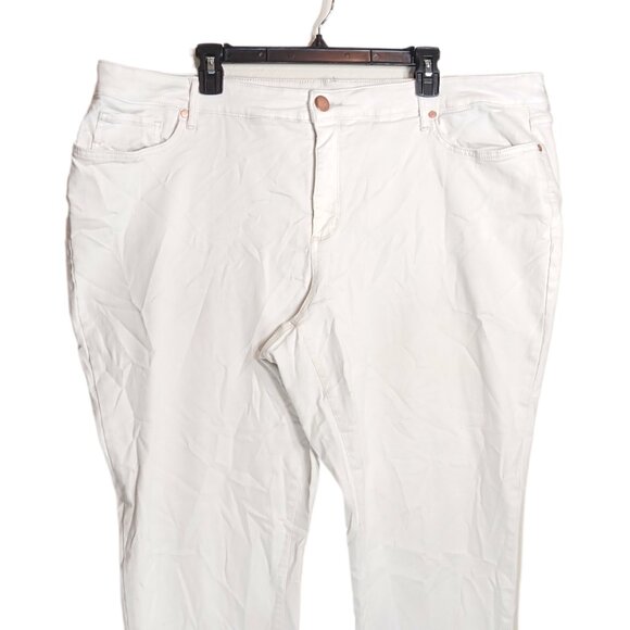 A.N.A. Skinny Jeans Womens 24W Ivory Mid Rise Raw Crop 90s Y2K Stretch Denim - Picture 2 of 4